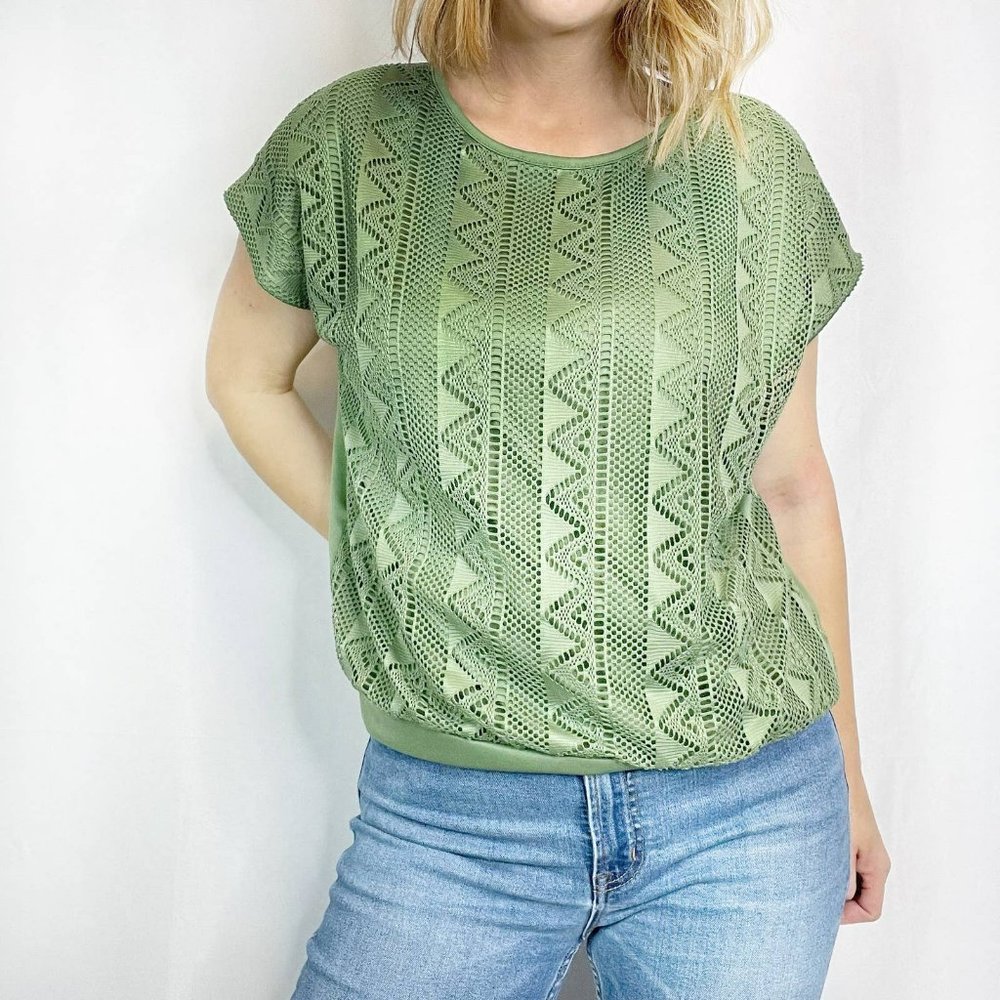 Green Geometric Blouse